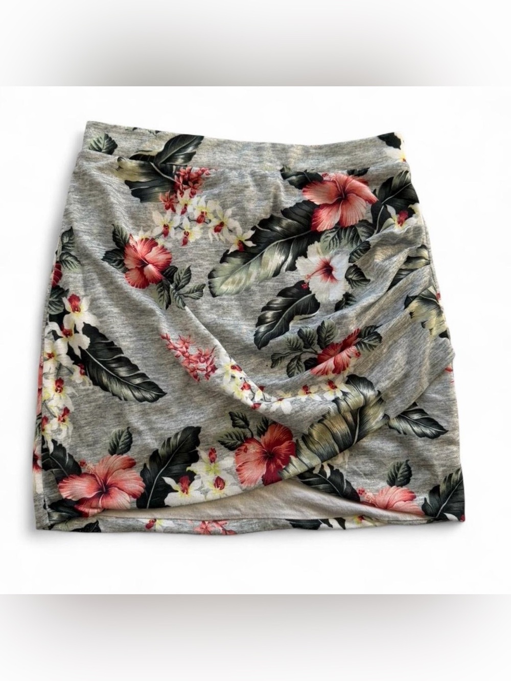 Y2K Zara Gray Floral Wrap Mini Skirt Size S